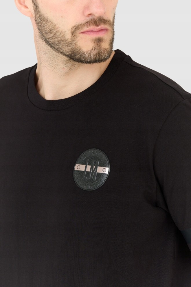 LA MARTINA Tricou negru pentru bărbați cu croială regulată