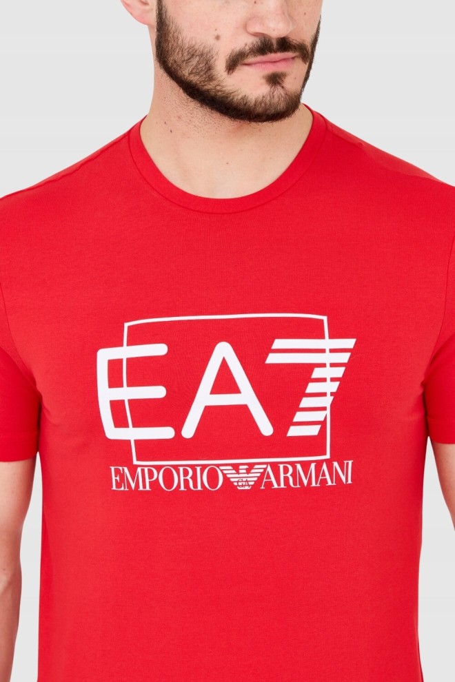 EA7 Red men's t-shirt with large white logo