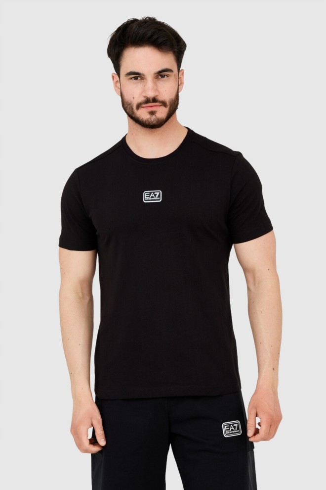 EA7 Black men's t-shirt with logo patch