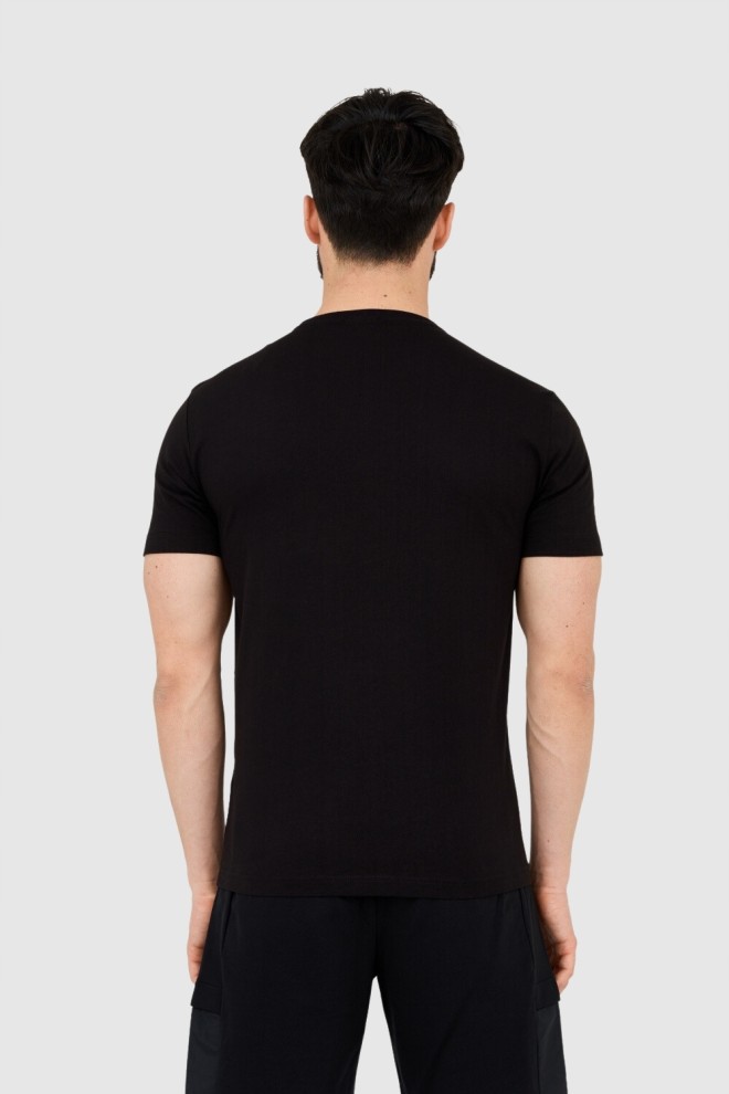 EA7 Tricou negru pentru bărbați cu logo peticit