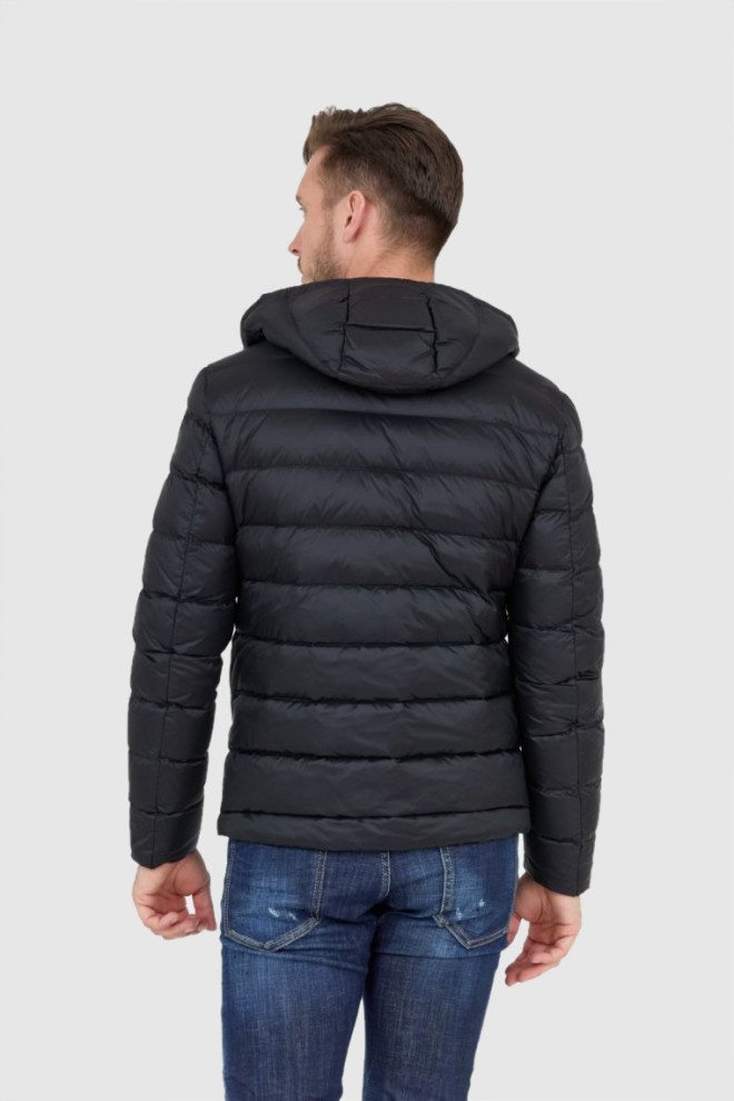 BLAUER Black men's down jacket with hood