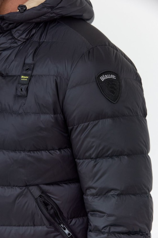 BLAUER Black men's down jacket with hood