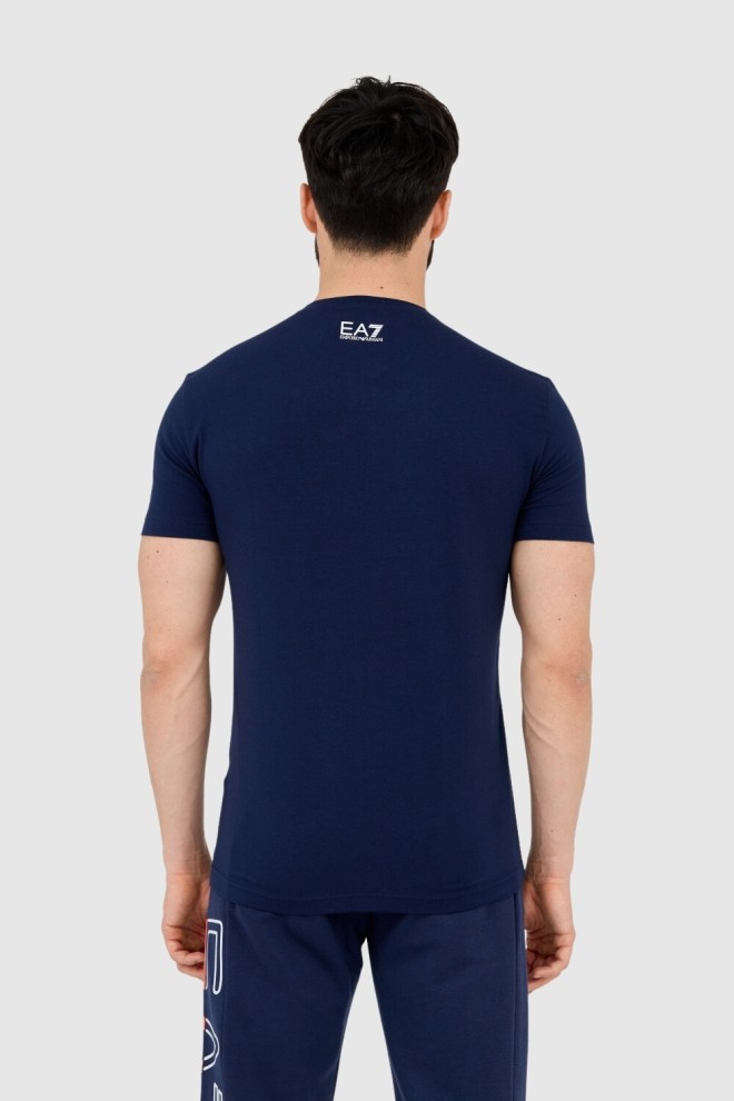 EA7 Men's navy blue T-shirt with large logo