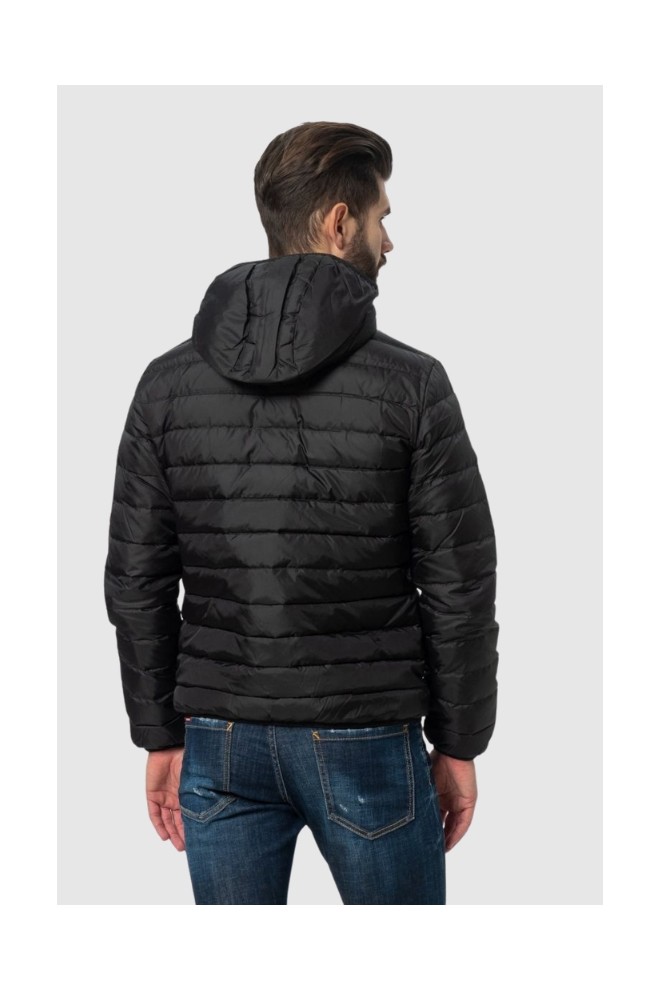 EA7 Black hooded down jacket