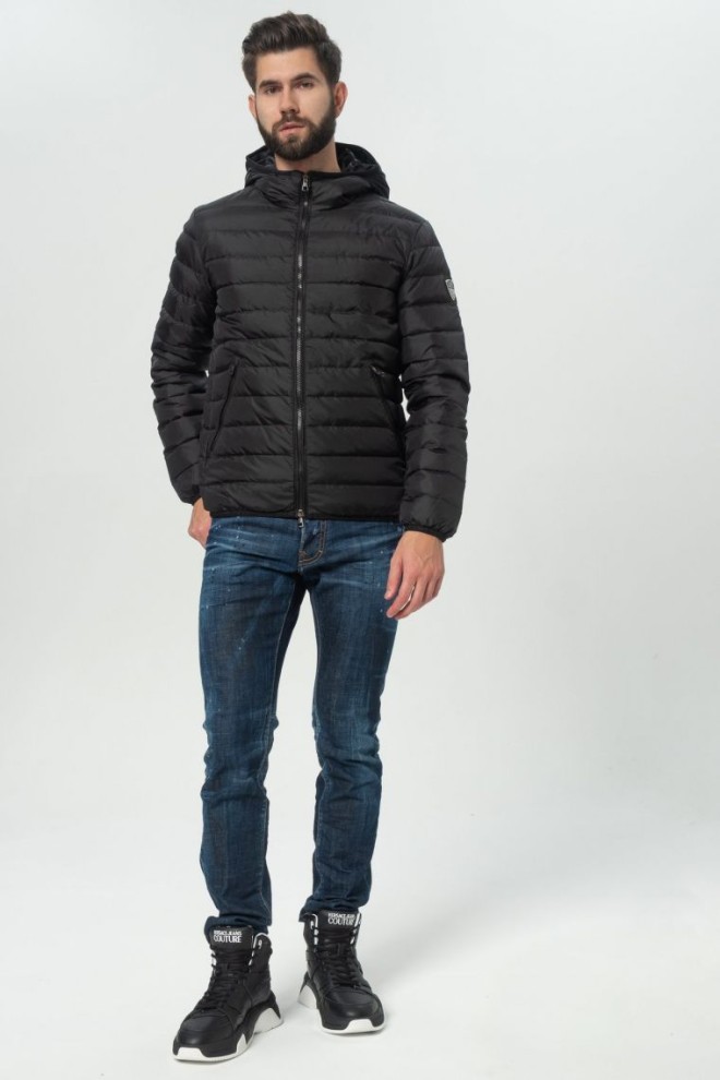 EA7 Black hooded down jacket