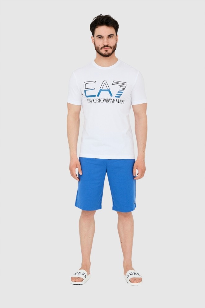 EA7 Tricou alb pentru bărbați cu logo negru mare