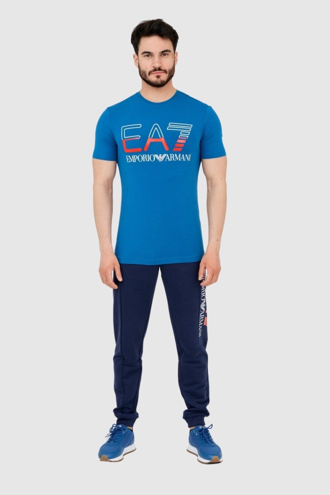 EA7 Tricou albastru pentru bărbați cu logo mare