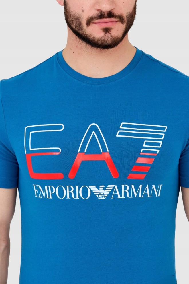 EA7 Men's blue T-shirt with large logo