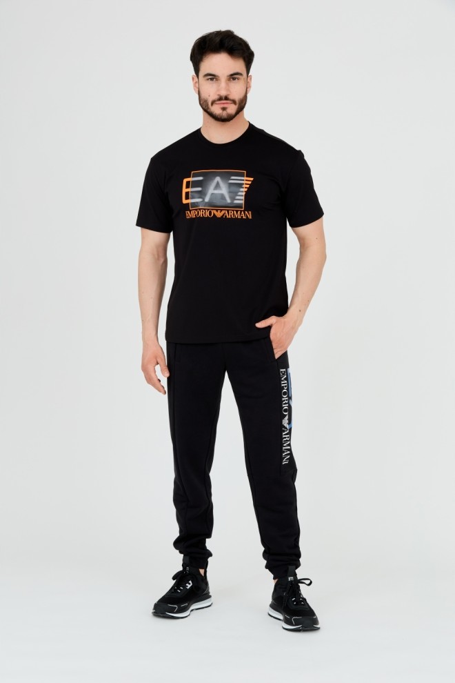 EA7 Tricou negru pentru bărbați cu logo holografic