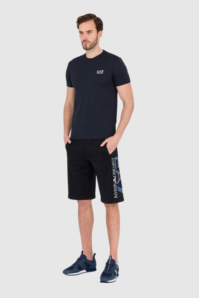 EA7 Tricou albastru marin pentru bărbați cu logo mic