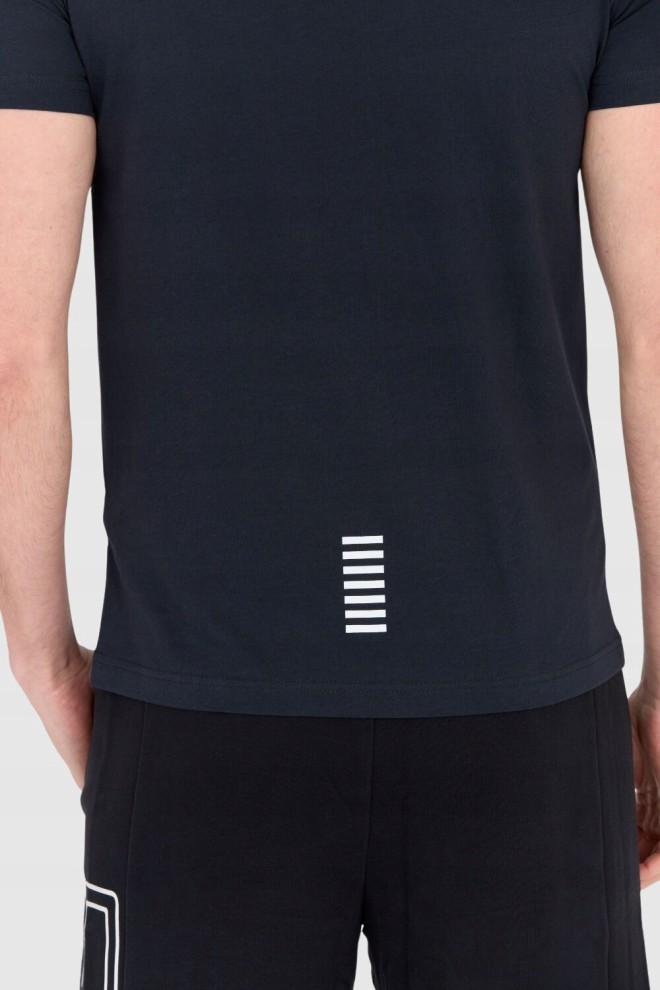 EA7 Tricou albastru marin pentru bărbați cu logo mic