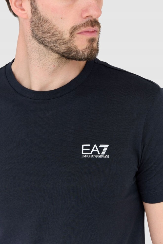 EA7 Tricou albastru marin pentru bărbați cu logo mic