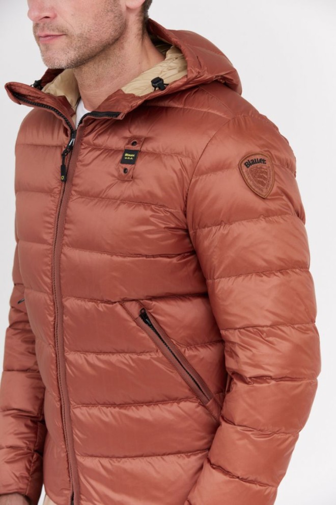 BLAUER Brown Sergio down jacket with hood