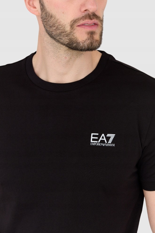 EA7 Czarny t-shirt męski z małym białym logo