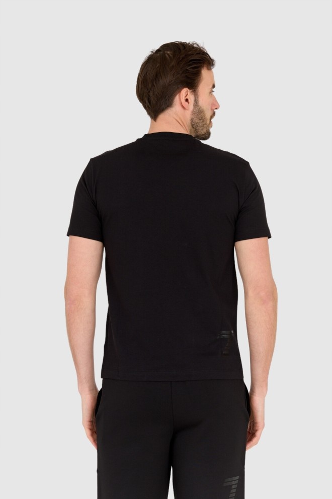 EA7 Black men's t-shirt with logo patch