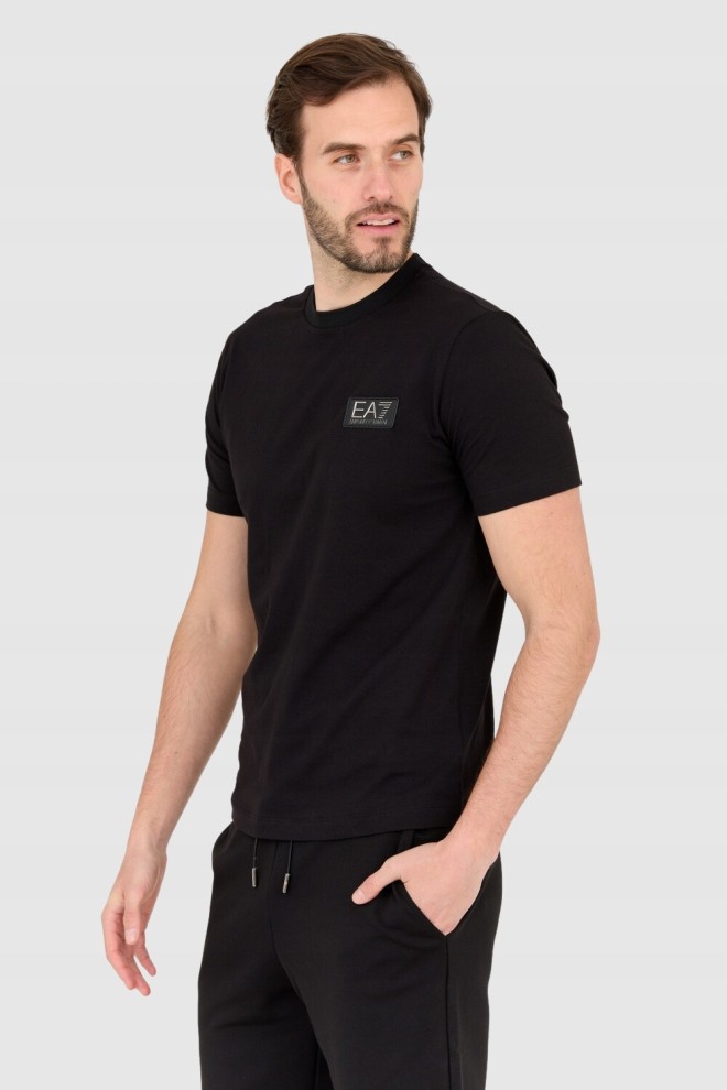 EA7 Black men's t-shirt with logo patch