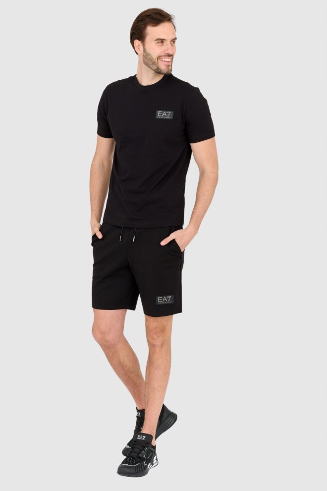 EA7 Tricou negru pentru bărbați cu logo peticit