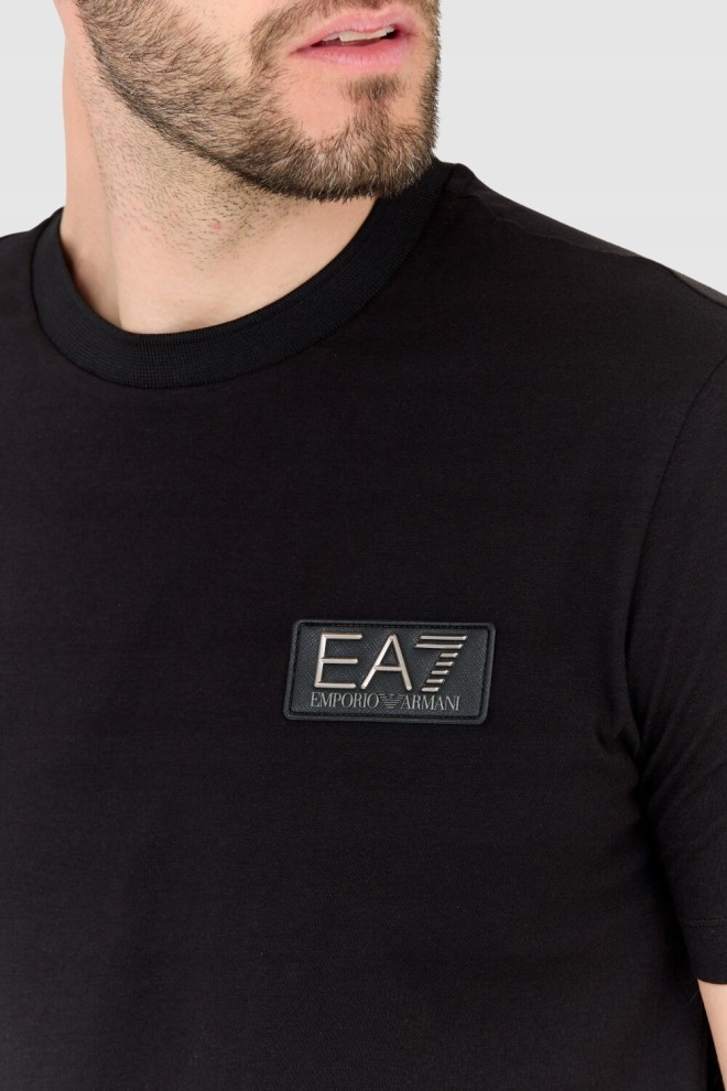 EA7 Black men's t-shirt with logo patch