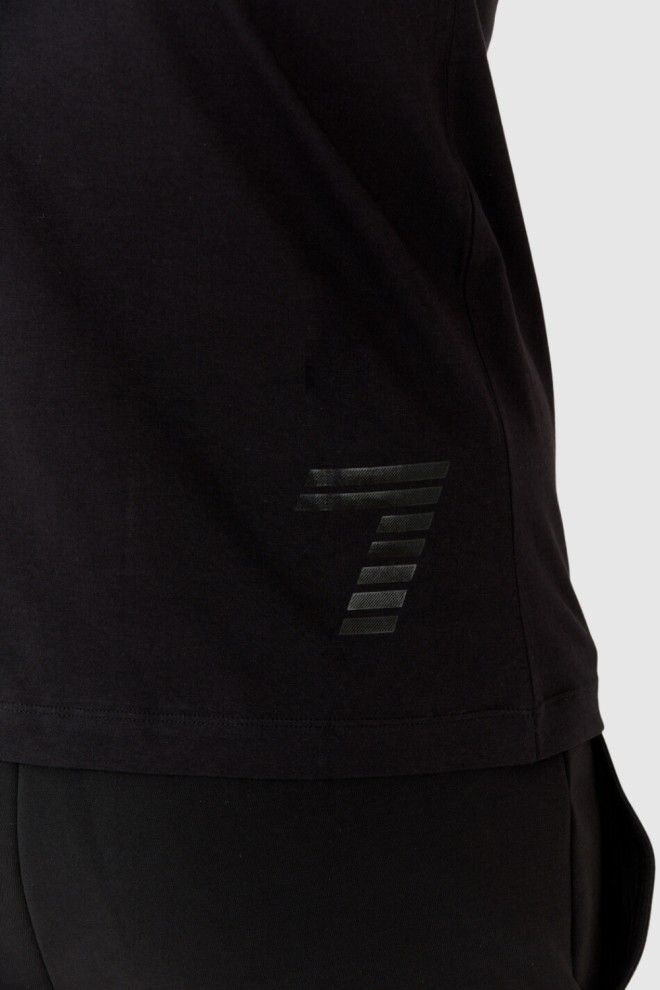 EA7 Tricou negru pentru bărbați cu logo peticit