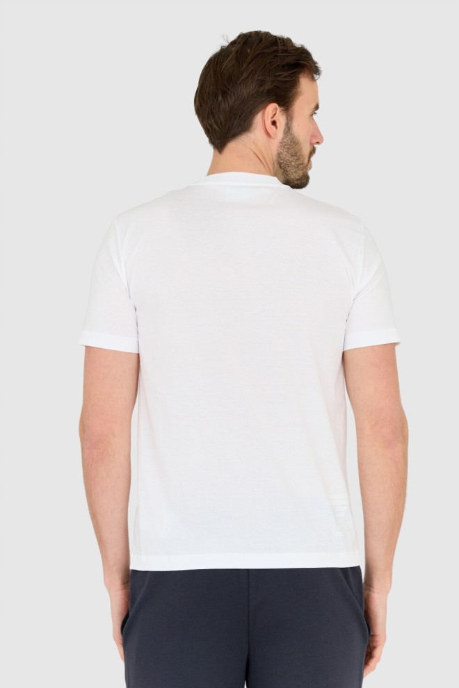 EA7 White men's t-shirt with logo patch