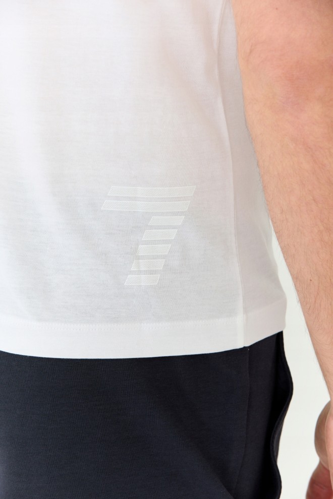 EA7 Tricou alb pentru bărbați cu logo peticit