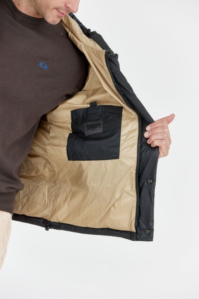 BLAUER Jachetă neagră Tracy cu glugă pentru bărbați