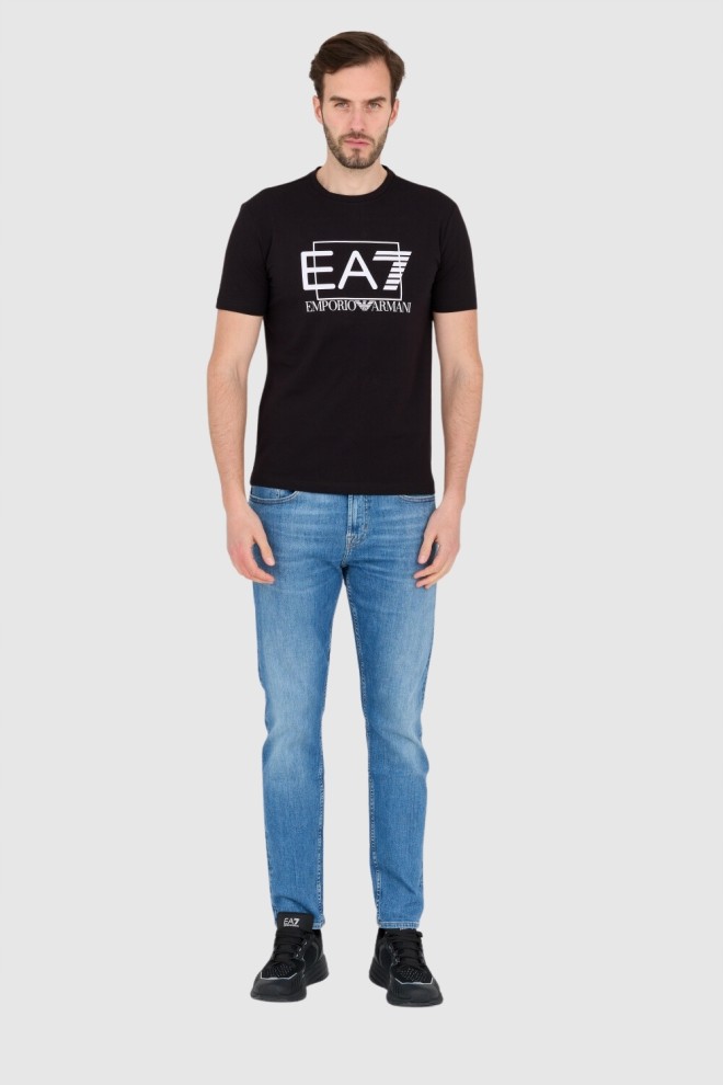 EA7 Black men's t-shirt with large white logo