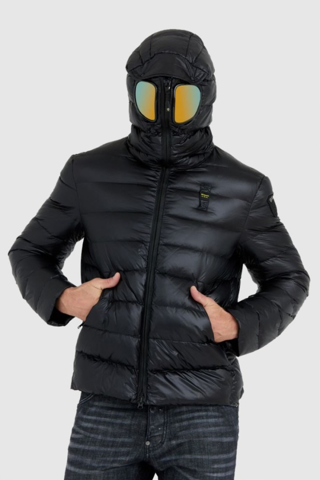 BLAUER Black down jacket Enrique with goggles