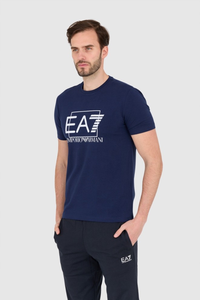 EA7 Navy blue men's t-shirt with white logo