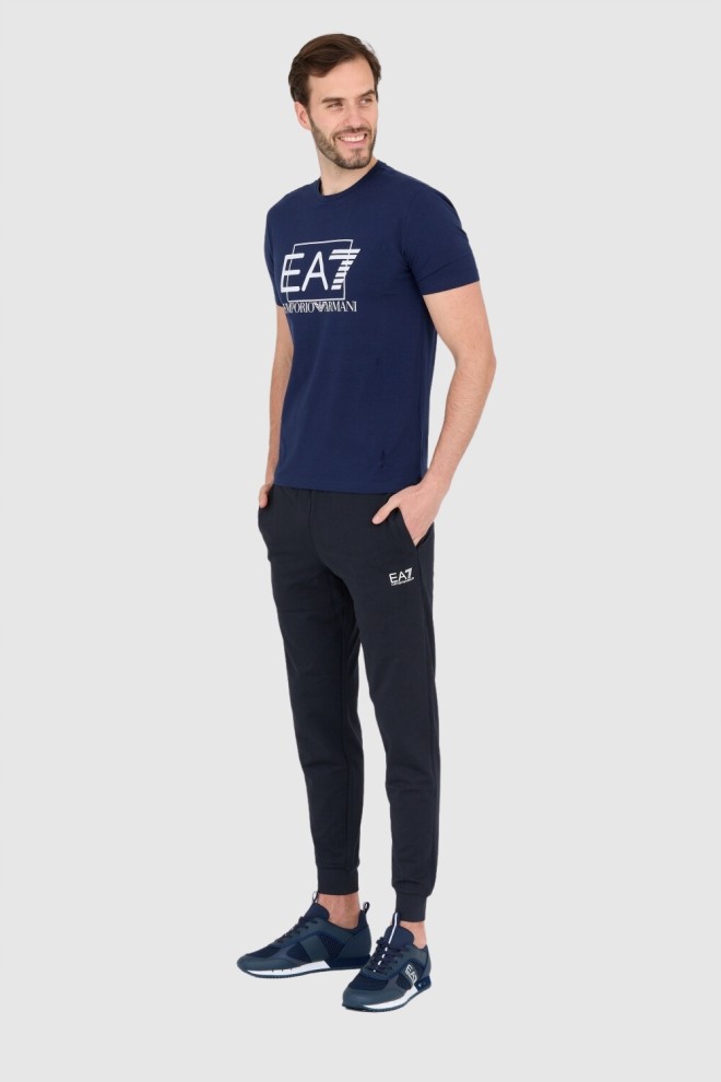 EA7 Navy blue men's t-shirt with white logo