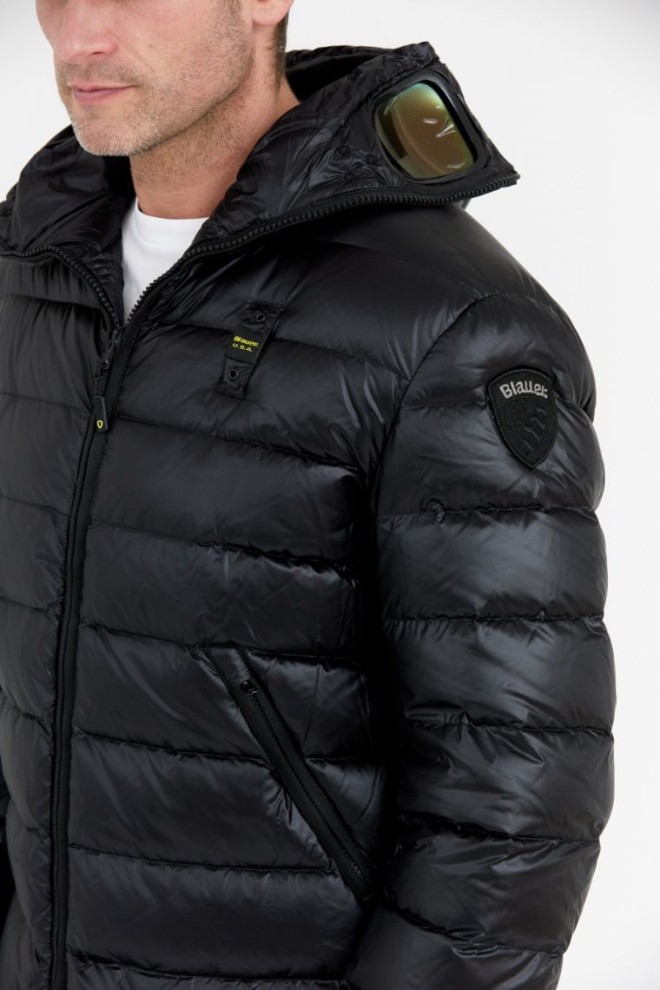 BLAUER Black down jacket Enrique with goggles