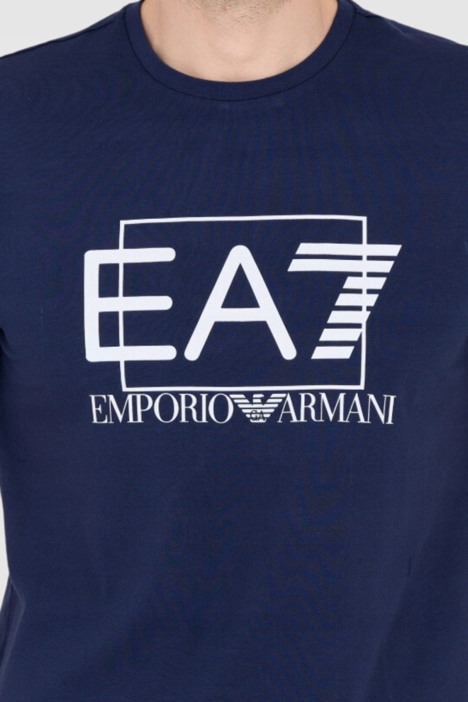 EA7 Navy blue men's t-shirt with white logo