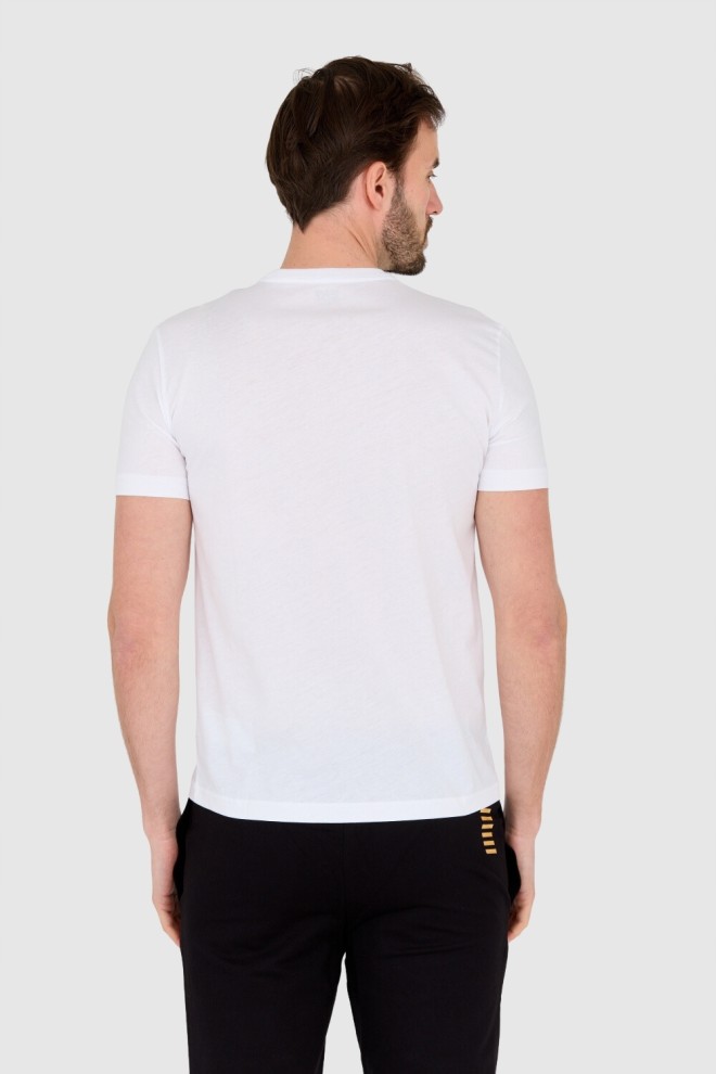 EA7 White men's t-shirt with logo patch