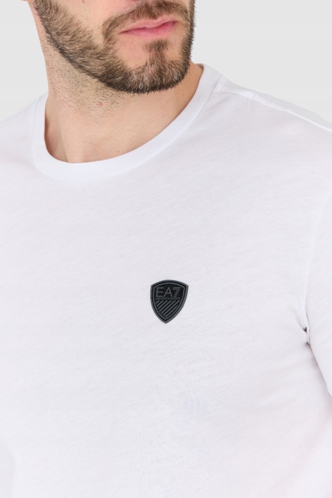 EA7 Tricou alb pentru bărbați cu logo peticit
