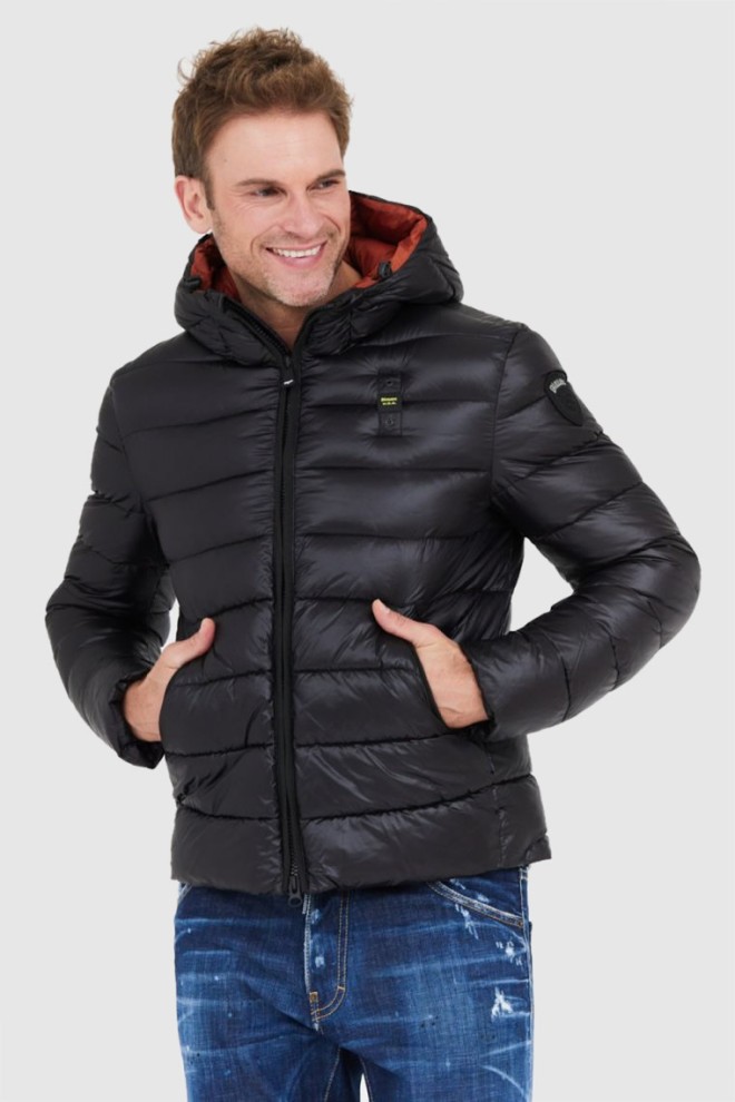 BLAUER Black men's Virgil down jacket with hood