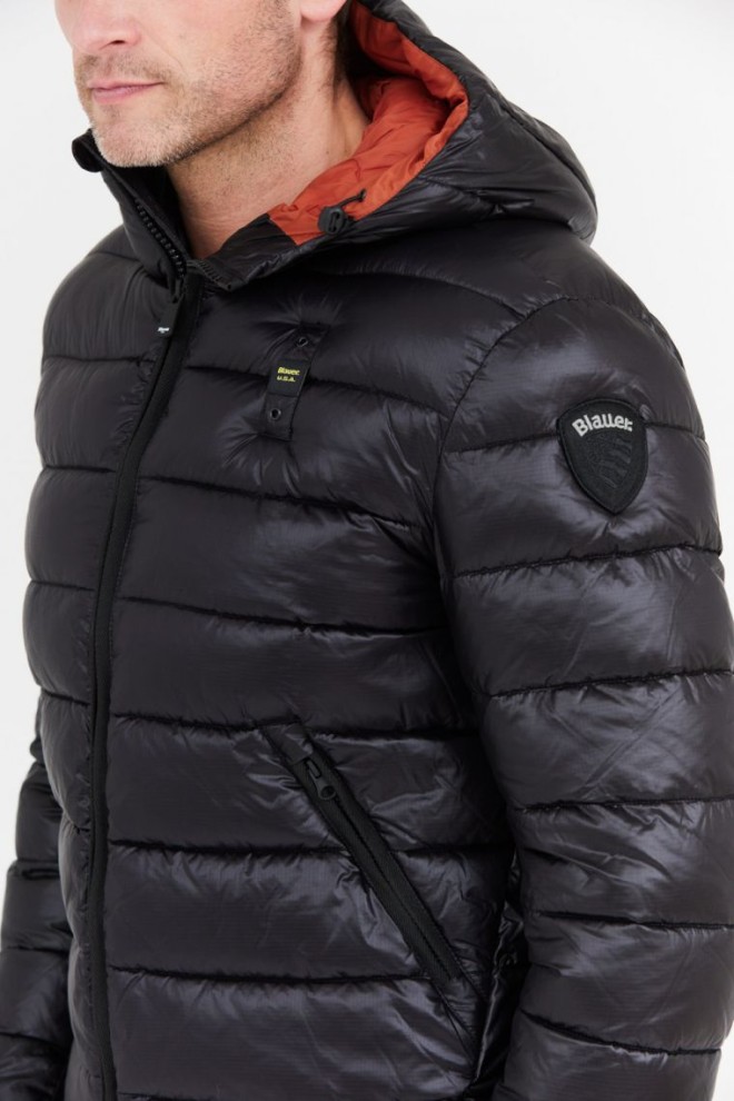 BLAUER Black men's Virgil down jacket with hood