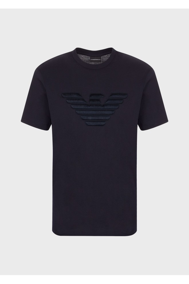 EMPORIO ARMANI Tricou albastru marin pentru bărbați cu logo brodat