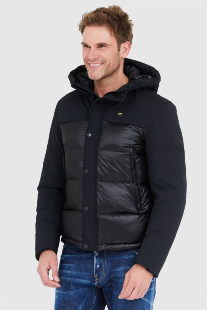 BLAUER Black men's down jacket with hood EDUARDO