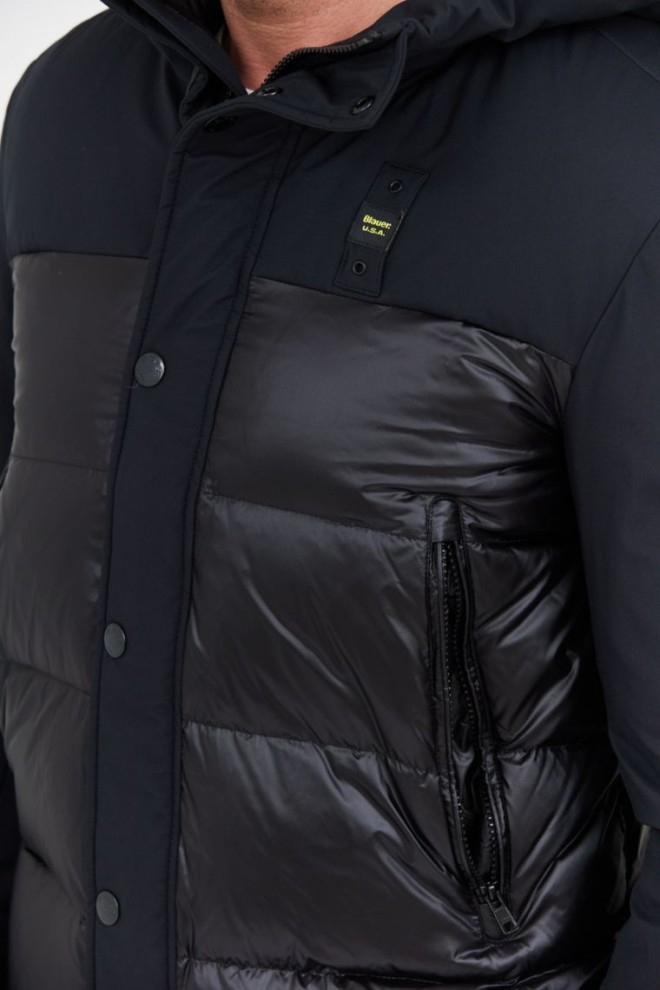 BLAUER Jachetă neagră pentru bărbați cu glugă EDUARDO