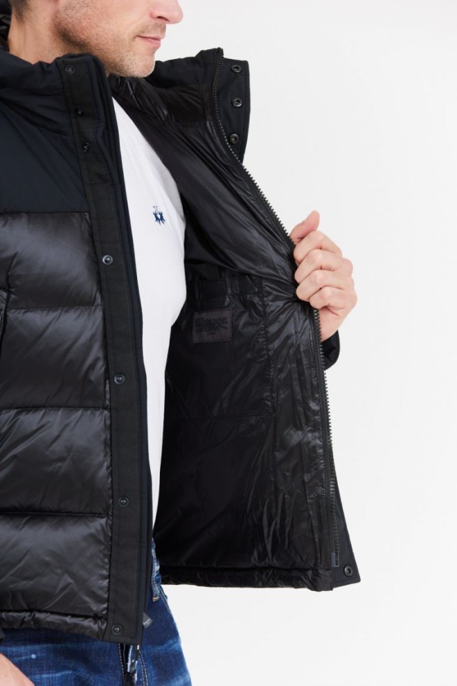 BLAUER Jachetă neagră pentru bărbați cu glugă EDUARDO