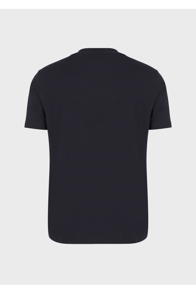 EMPORIO ARMANI T-shirt granatowy wyszywane logo