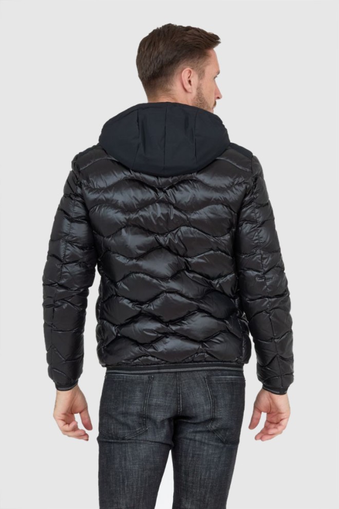 BLAUER Black men's down jacket with hood