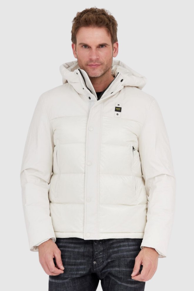 BLAUER Geacă de puf pentru bărbați ecru cu glugă Eduardo