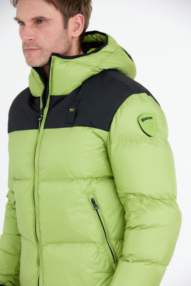 BLAUER Jachetă Cooper verde deschis pentru bărbați cu logo pe glugă