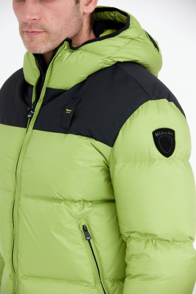 BLAUER Jachetă Cooper verde deschis pentru bărbați cu logo pe glugă