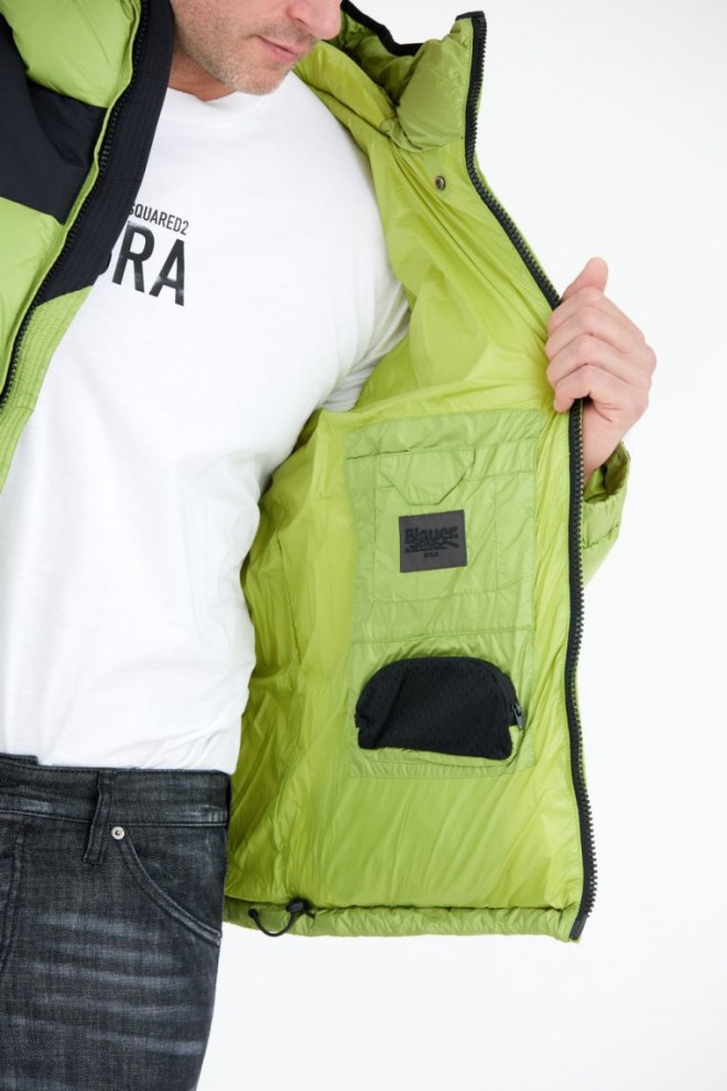 BLAUER Jachetă Cooper verde deschis pentru bărbați cu logo pe glugă