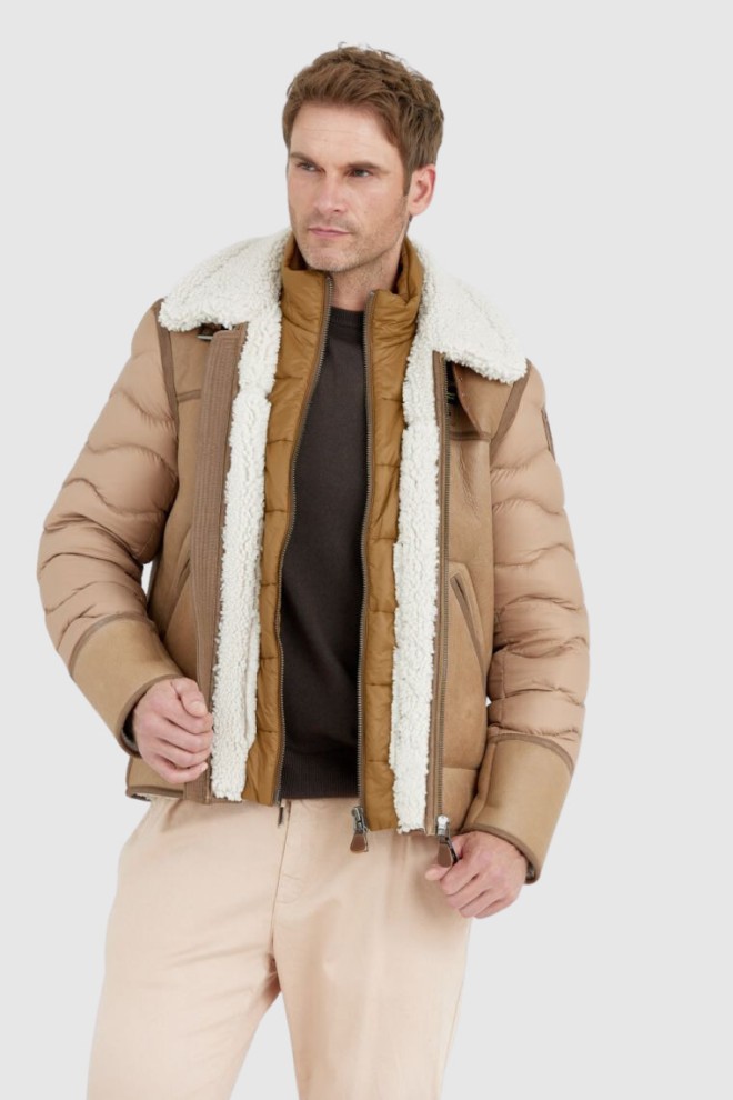 BLAUER Men's sheepskin coat with quilted sleeves