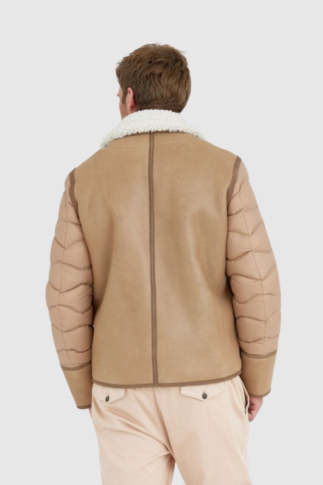 BLAUER Palton bărbătesc din piele de oaie cu mâneci matlasate