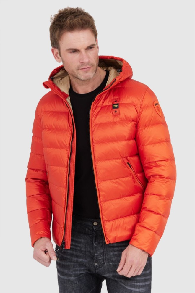 BLAUER Sergio orange down jacket with hood