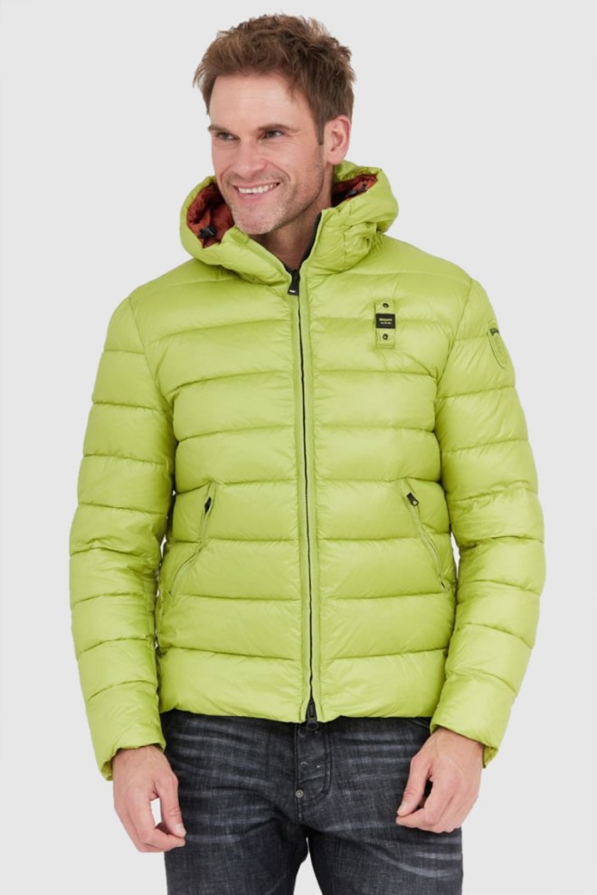 BLAUER Light green men's Virgil down jacket with hood